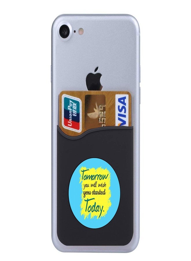 Plan To Gift Set of 3 Cell Phone Card Wallet, Silicone Phone Card Id Cash Wallet with 3M Adhesive Stick-on Today Start Printed Designer Mobile Wallet for Your Phone & Tablet - Image 3